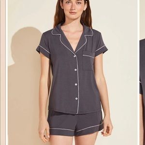 eberjey Gisele Shortie Short PJ Set Size Small in Graphite/Sorbet Pink NWT